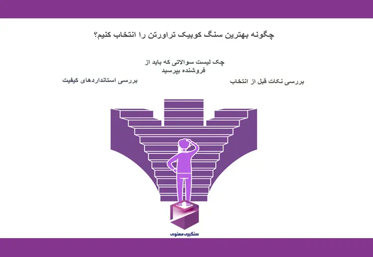 اینفوگرافی راهنمای انتخاب بهترین سنگ کوبیک تراورتن با بررسی نکات و سوالات مهم قبل از خرید